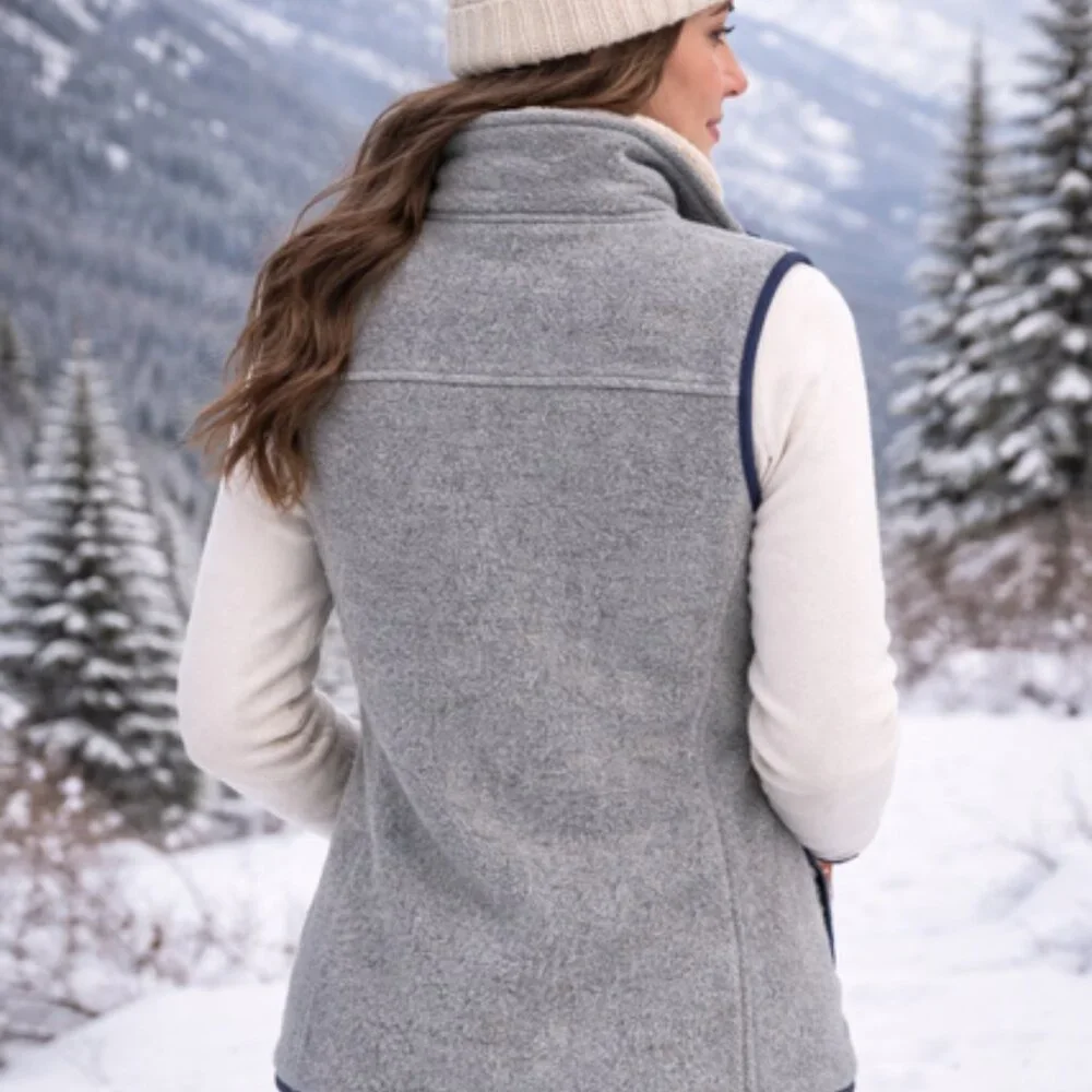 Patagonia Snap T Vest Women Synchilla Grey Fleece Full Zip Forge Athletic Boho S - Picture 2 of 12
